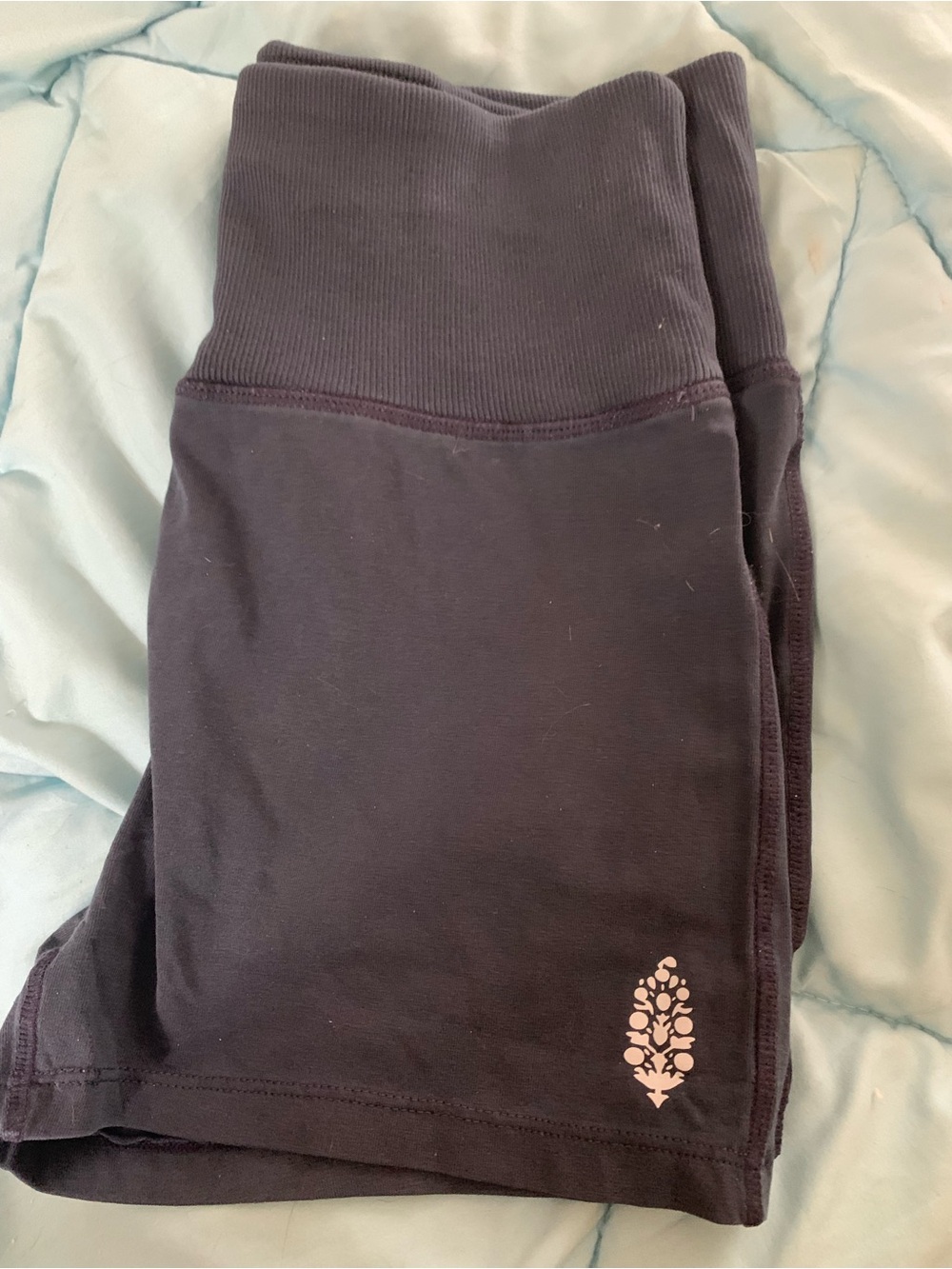 Free People Navy Ribbed Waistband Biker Shorts